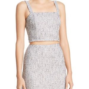 NWT AQUA Metallic Tweed Crop Top and Mini Skirt